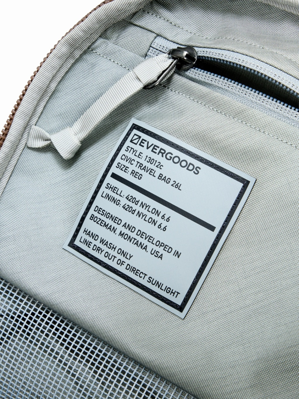 CIVIC TRAVEL BAG 26L #Fossil Brown [CTB26]｜EVERGOODS