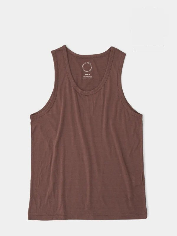 Men's 100% Merino Light Tank #Smoke Brown｜山と道