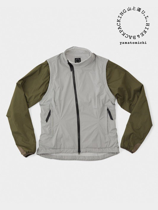 Women's Light Alpha Vest/Jacket #Light Gray x Olive｜山と道