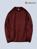 Smooth Wool T-Shirt Long Sleeve 2 #Deep Red｜HERENESS