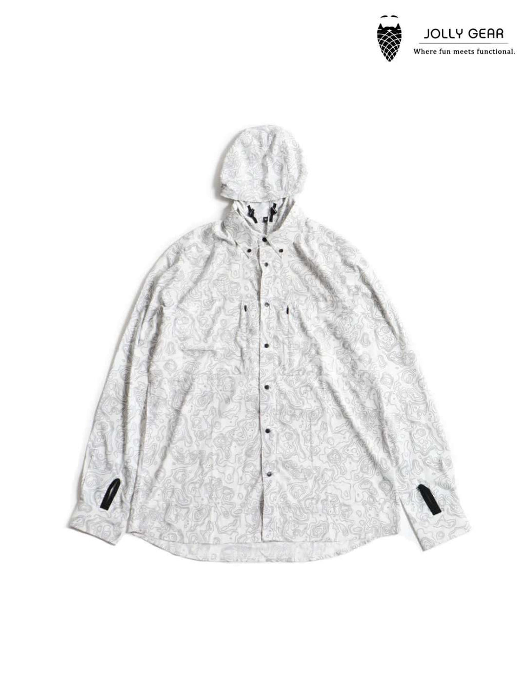TRIPLE CROWN BUTTON DOWN LONG SLEEVE #WHITE AND BLACK TOPO [TC’BDPB-LS2]｜Jolly Gear