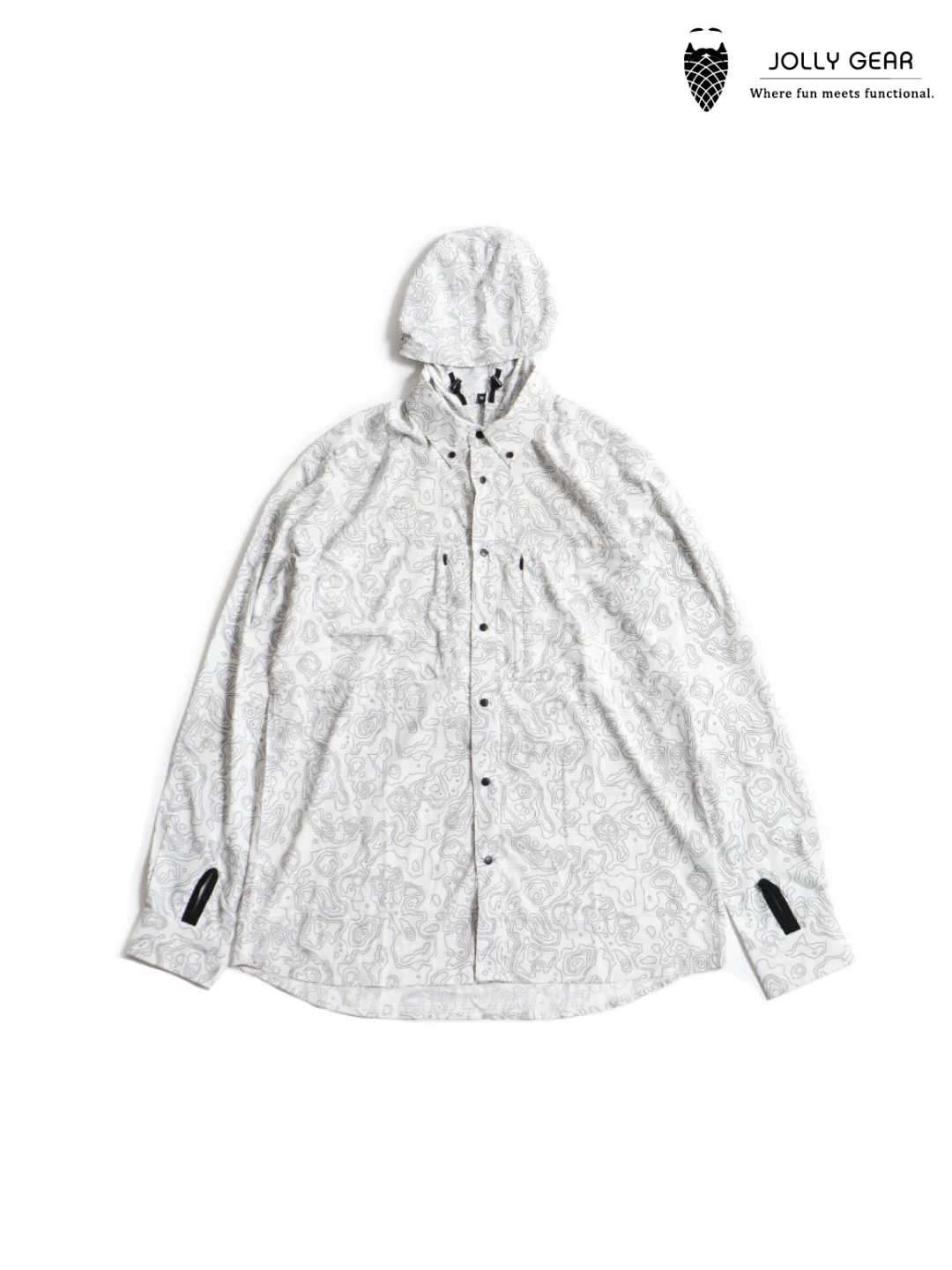 TRIPLE CROWN BUTTON DOWN LONG SLEEVE #WHITE AND BLACK TOPO [TC’BDPB-LS2]｜Jolly Gear