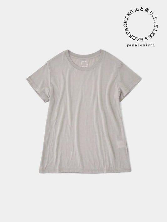 Woman's 100% Merino Light French Sleeve #Silver Cloud｜山と道