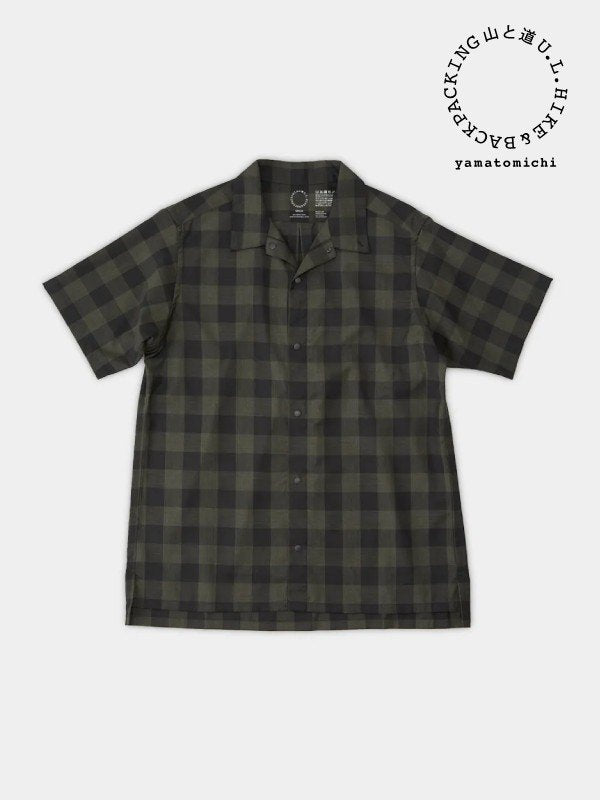 Men's Merino Short Sleeve Shirt #Navy Check｜山と道 – moderate