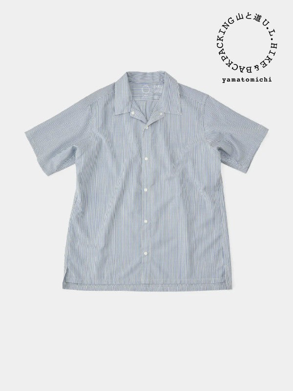 Men's Merino Short Sleeve Shirt #Blue Stripe｜山と道