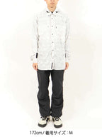 TRIPLE CROWN BUTTON DOWN LONG SLEEVE #WHITE AND BLACK TOPO [TC’BDPB-LS2]｜Jolly Gear