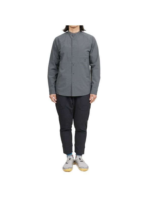 ソフトシェルのバンドカラーシャツ #ケシズミイロ [021091]｜AXESQUIN