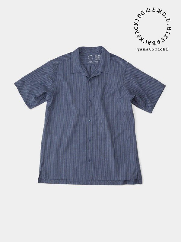 Men's Merino Short Sleeve Shirt #Navy Stripe｜山と道