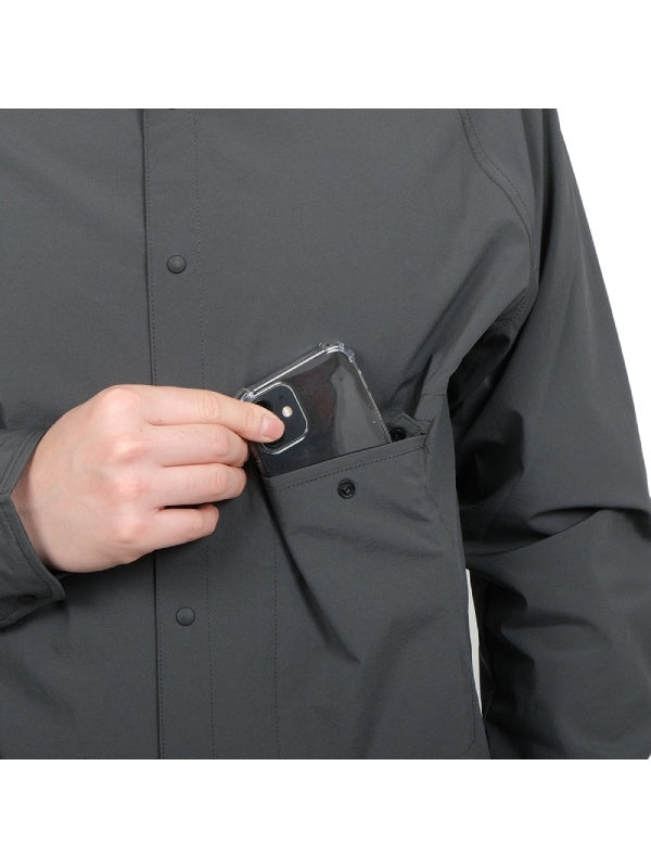 ソフトシェルのバンドカラーシャツ #ケシズミイロ [021091]｜AXESQUIN