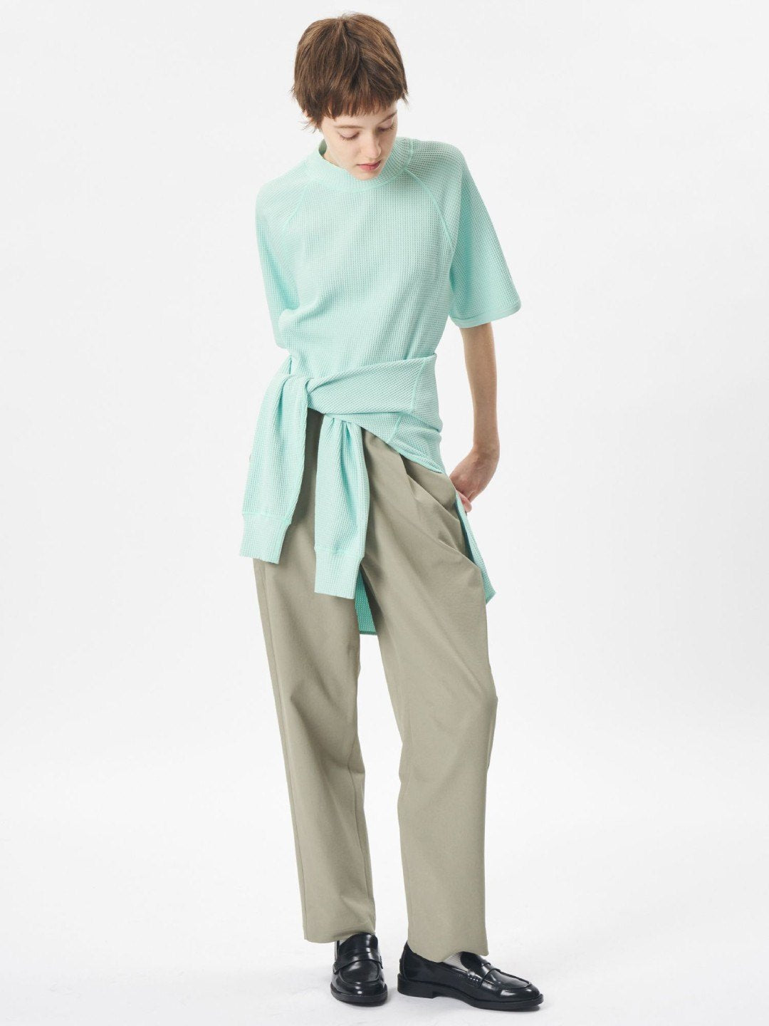 One Tuck Tapered Stretch Pants #WOODY BEIGE [GL75177]｜GOLDWIN