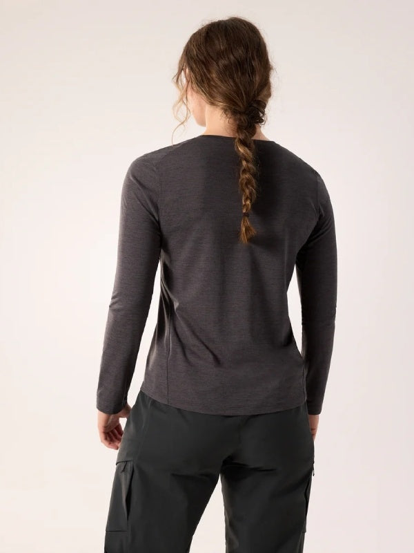 Women's Taema Crew LS #Black Heather [L08487600]｜ARC'TERYX