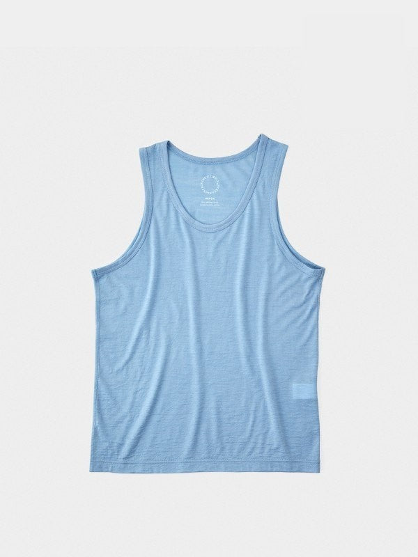 Men's 100% Light Merino Tank Top #Light Blue｜山と道