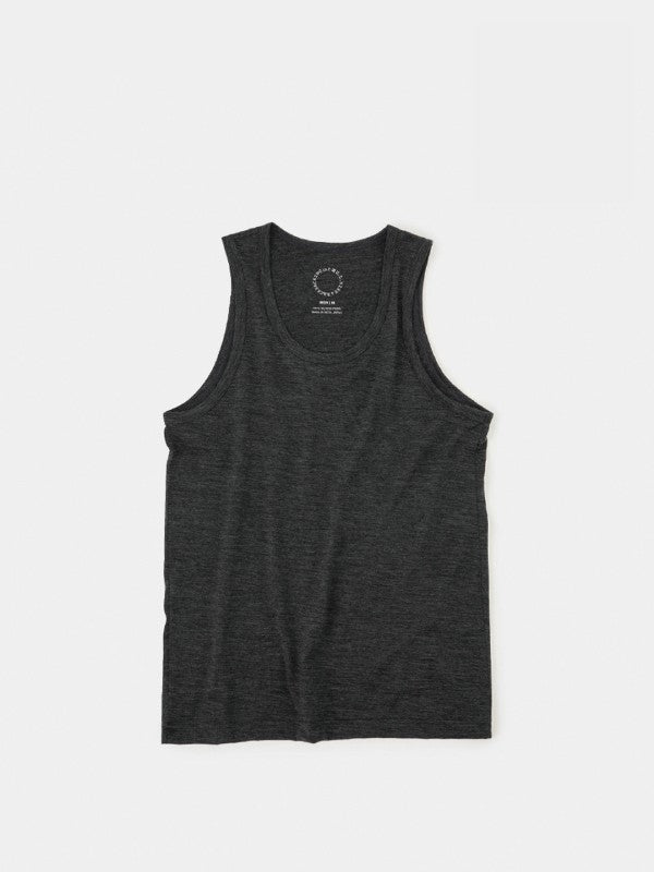 Men's 100% Light Merino Tank Top #Charcoal Marl｜山と道