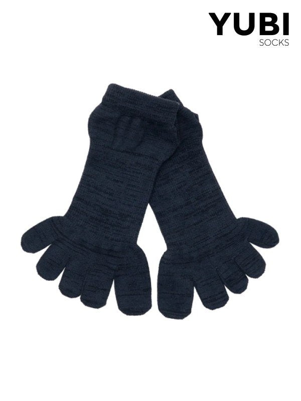 Toe Socks Mini Crew Axio Wool #Black [YUB233-030025-BLK]｜YUBI SOCKS
