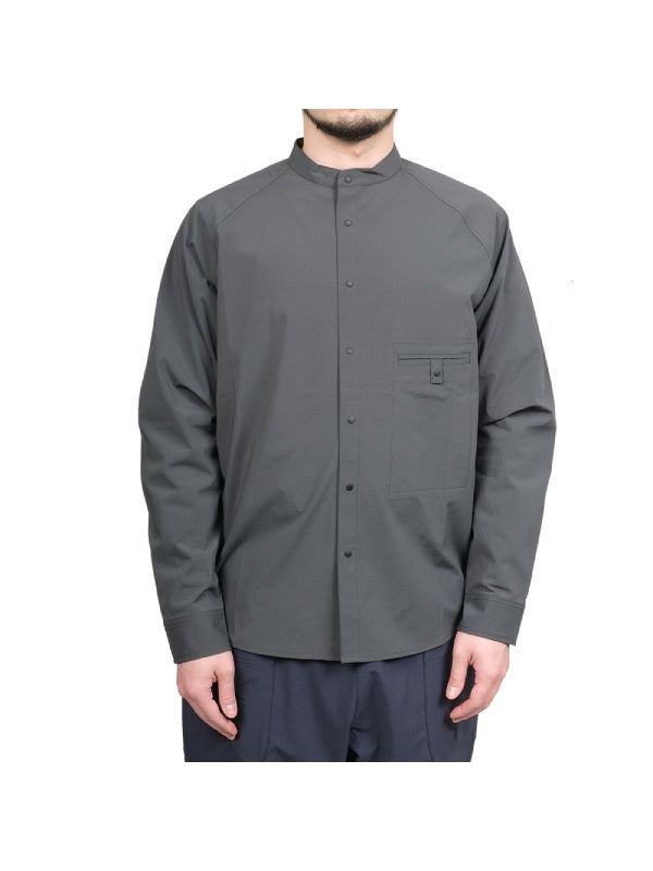 ソフトシェルのバンドカラーシャツ #ケシズミイロ [021091]｜AXESQUIN