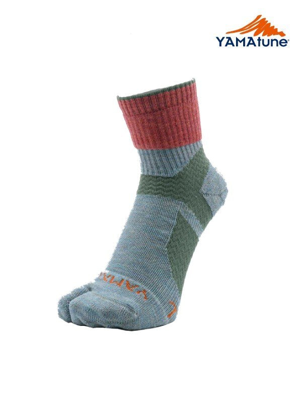 ハイカーズアーチソックスクォーターTabi #ストロングオレンジ×ライトグリーン [20324]｜YAMAtune