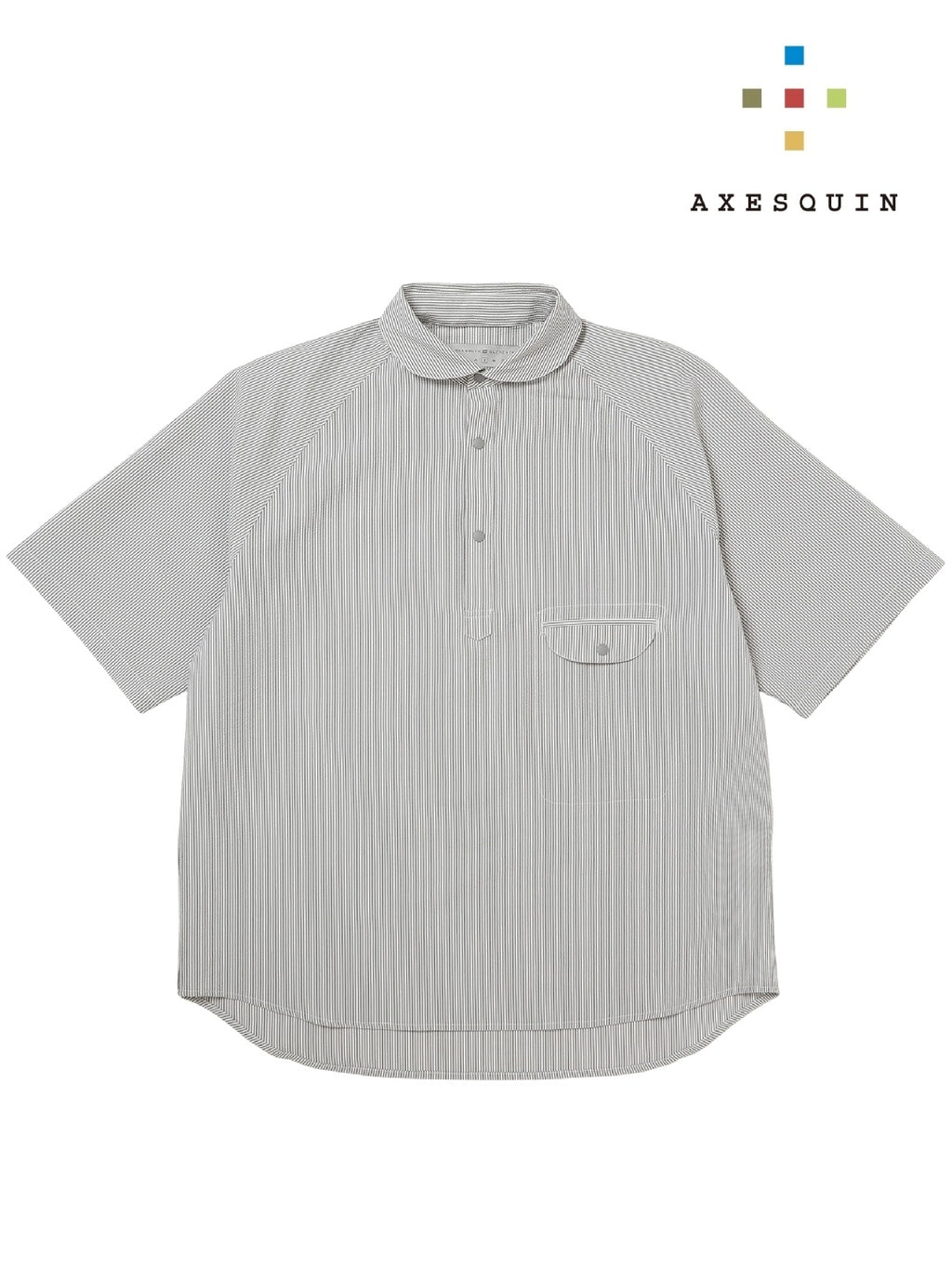 シアサッカーの半袖プルオーバーシャツ #フカガワネズ [21117]｜AXESQUIN