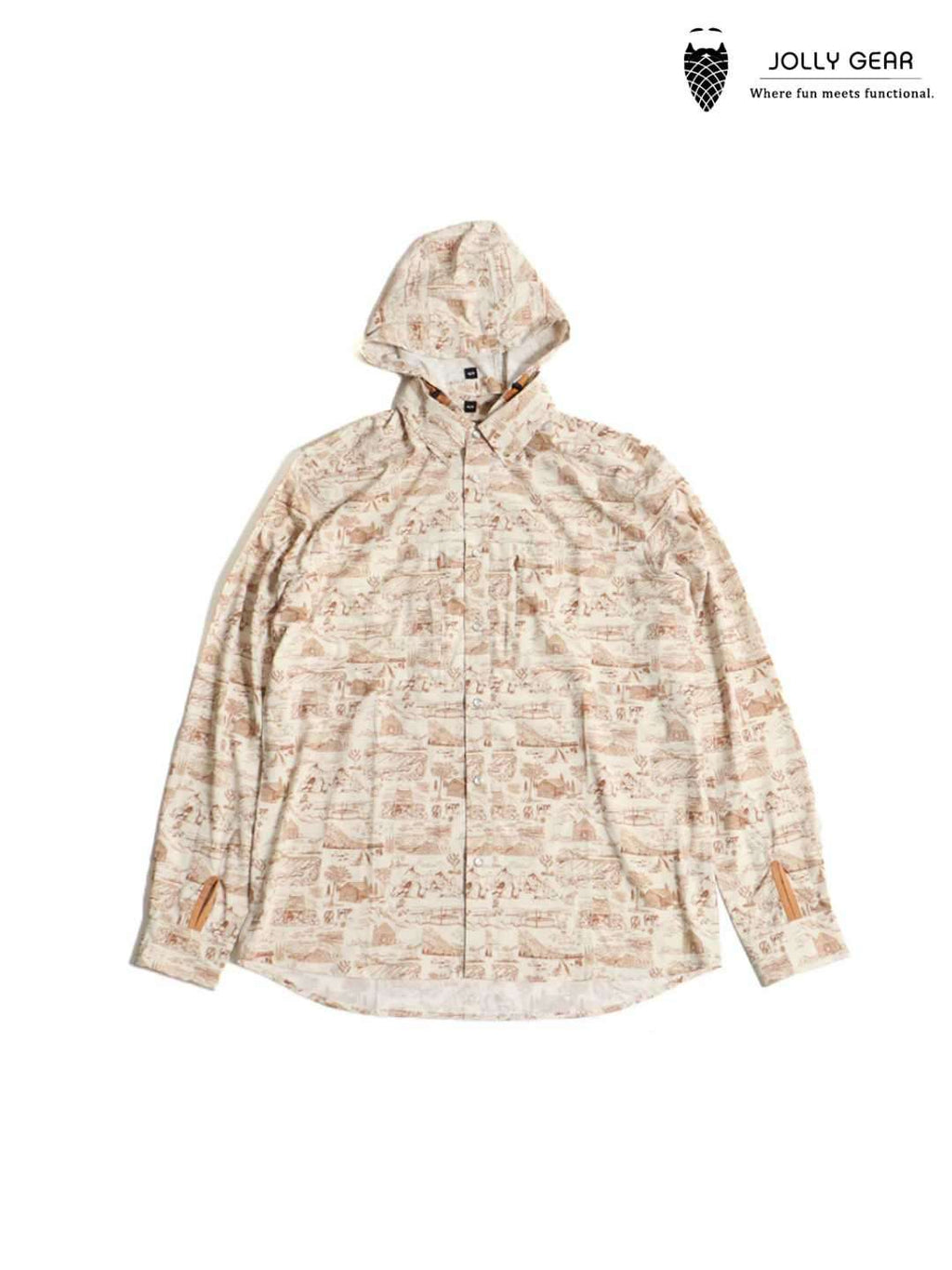 TRIPLE CROWN BUTTON DOWN LONG SLEEVE REMOVABLE HOOD #TRAIL MADNESS BROWN [TC’BDR-LS2]｜Jolly Gear