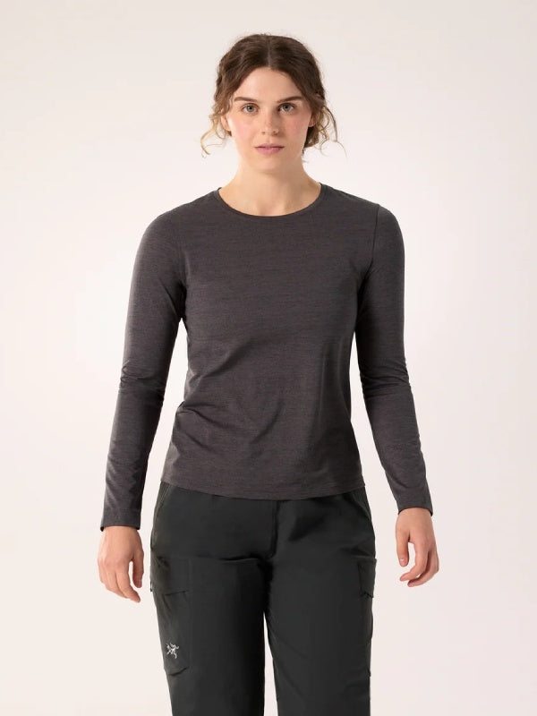 Women's Taema Crew LS #Black Heather [L08487600]｜ARC'TERYX