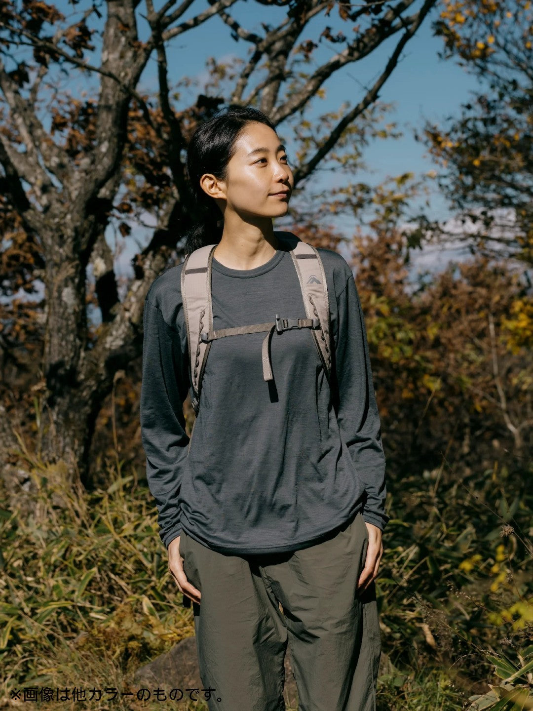 Smooth Wool T-Shirt Long Sleeve 2 #Ink Black｜HERENESS