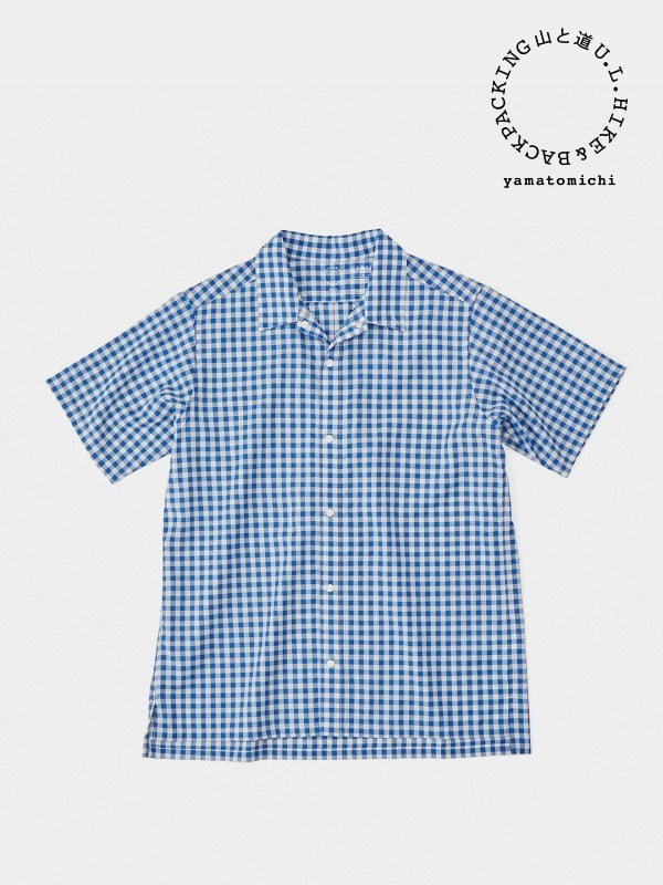 Men's Merino Short Sleeve Shirt #Blue Gingham｜山と道