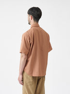 シアサッカーの半袖プルオーバーシャツ #レンガイロ [21117]｜AXESQUIN