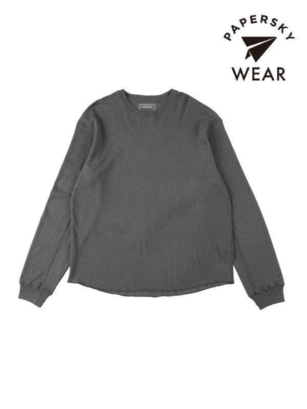 MERINO WAFFLE LONG T-SHIRTS #GRAY [PS232018]｜PAPERSKY WEAR