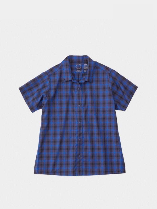 Women's Merino Short Sleeve Shirt #Blue Check｜山と道