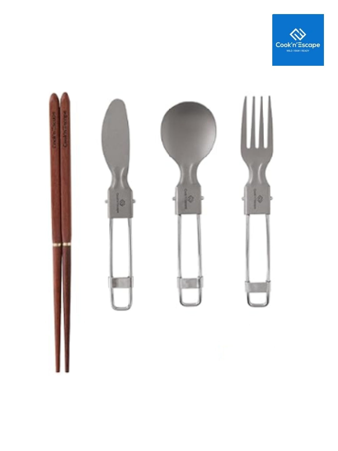 チタン フォールディングカトラリー4点セット CA2501 #ブラウン [K1786]｜COOK'N'ESCAPE
