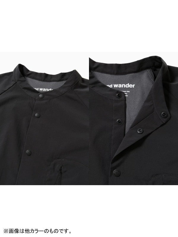 Women's fleece bas band collar shirt #010/black [4253121]｜and wander