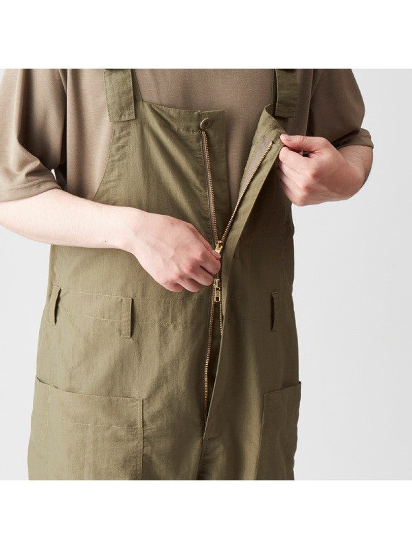 タッサーナイロンのオーバーオール #オリーブネズミ [022025]｜AXESQUIN