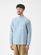 ギンガムサッカーのバンドカラーシャツ #ロクショウ [21116]｜AXESQUIN