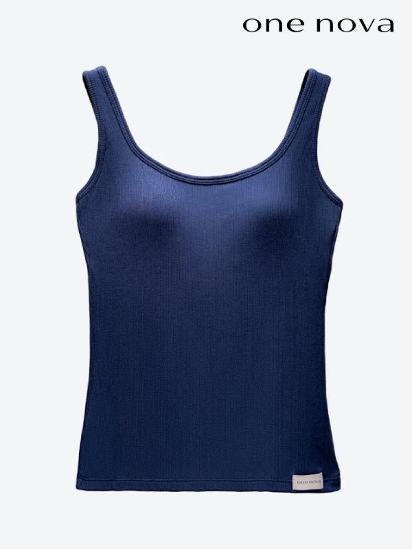 Ribbed 3D Bra Tank #Navy [NV25022]｜one nova