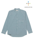 ギンガムサッカーのバンドカラーシャツ #ロクショウ [21116]｜AXESQUIN