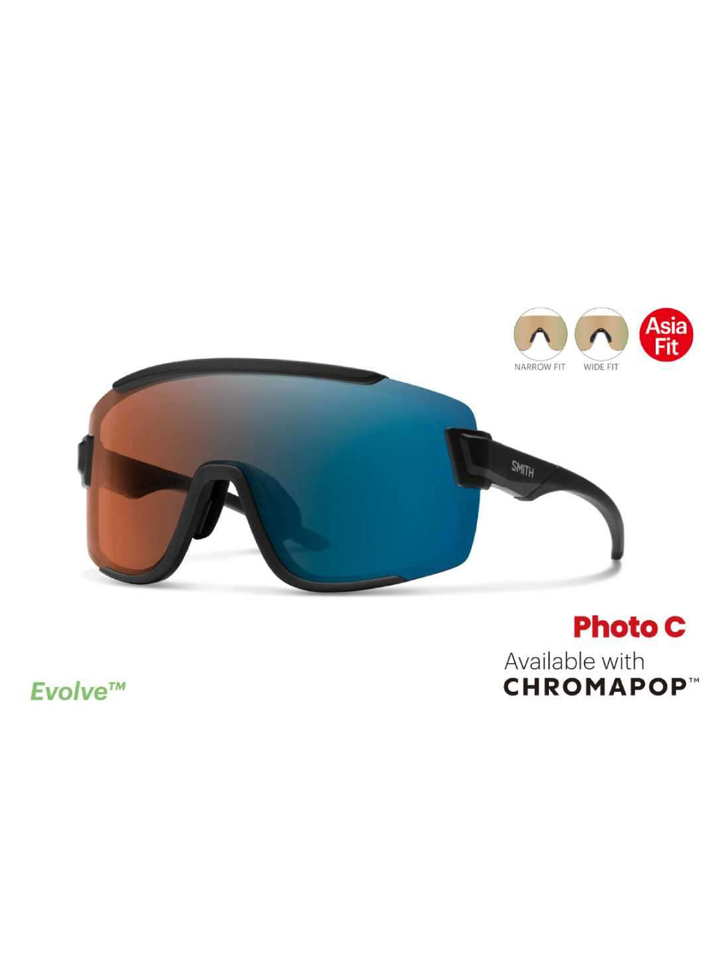Wildcat Asia Fit CP-Glacier Photochromic Copper Blue Mirror & Clear #Matte Black [205000926]｜SMITH