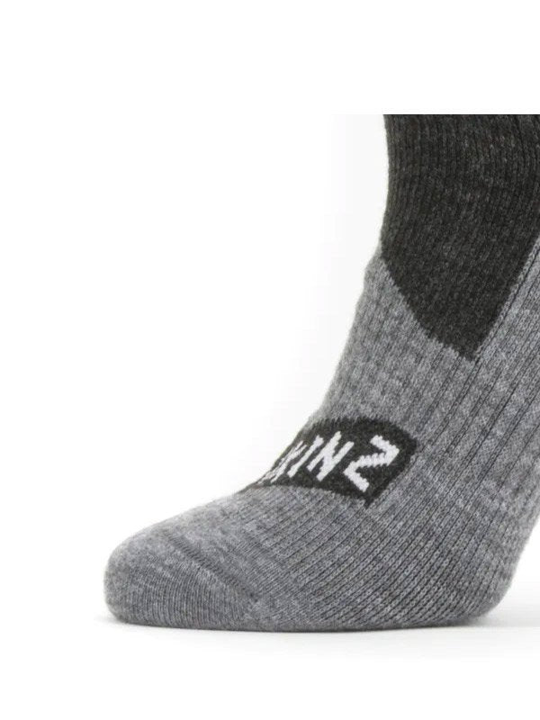 SEALSKINZ｜All Weather Mid Length Sock #Black/Grey Marl [11100061-0101]