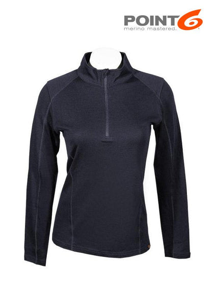 Point6｜Women's Base Layer Long Sleeve Mid 1/4 Zip Top #Black [81-8006-204]