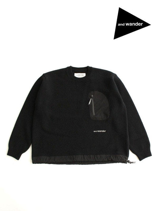 shetland wool sweater #Black [5742284362]【TIME_SALE_and_wander/AXESQUIN】