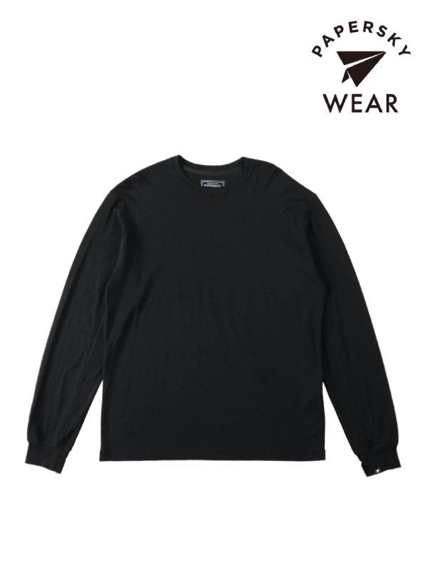 MERINO LONGSLEEVE T-SHIRTS #Black [PS222022]｜PAPERSKY WEAR