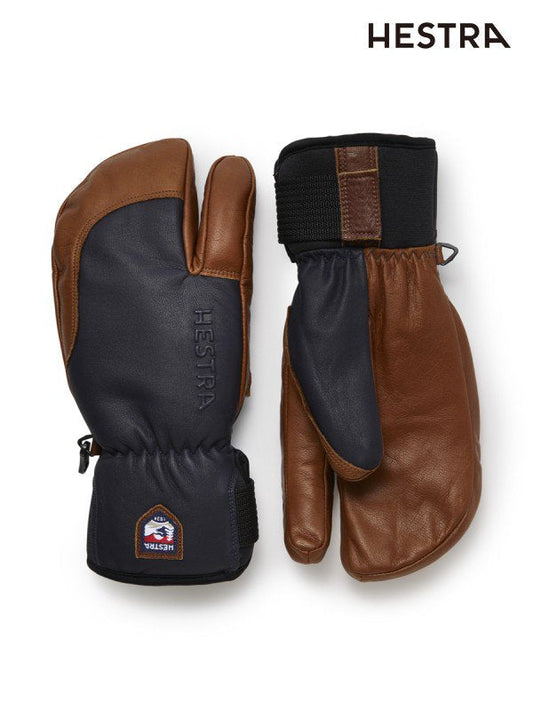3-Finger Full Leather Short #Navy/Brown [33872]｜HESTRA