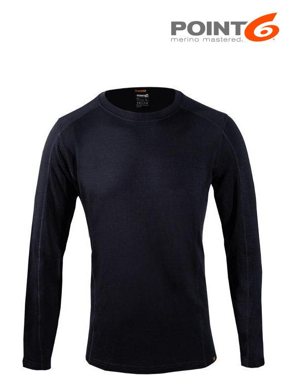 Men's Base Layer Long Sleeve Mid-Weight Crew Neck Top #Black [81-8001-204]｜POINT6