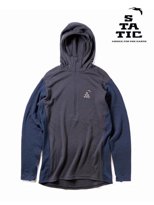 ALL ELEVATION GRID HOODIE #Navy/Charcoal｜STATIC