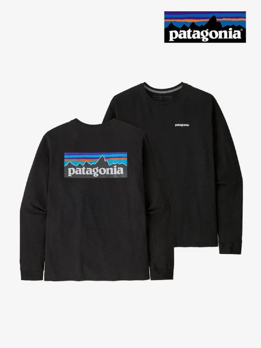 Men's Long Sleeved P-6 Logo Responsibili Tee #BLK [38518] ｜patagonia