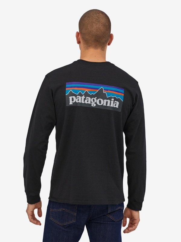 Men's Long Sleeved P-6 Logo Responsibili Tee #BLK [38518] ｜patagonia