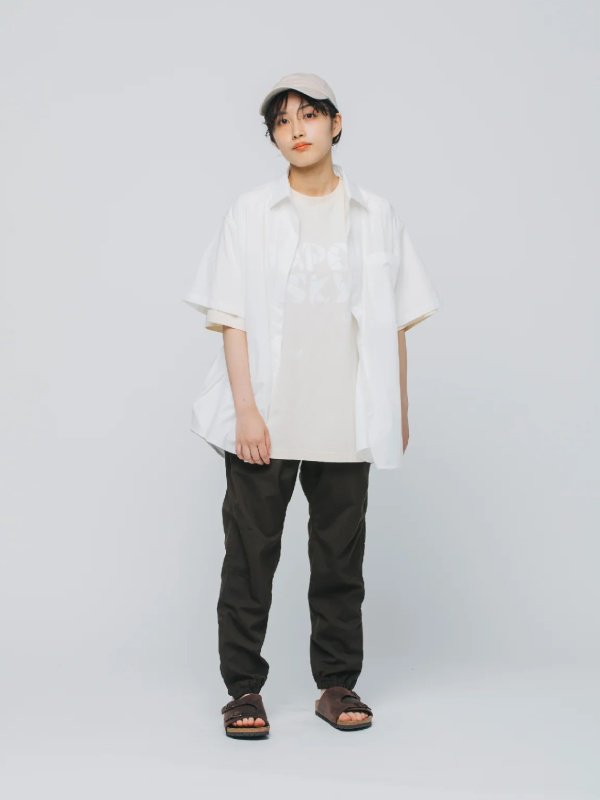 HIKE&BIKE CAVE BIG HALF SHIRTS #WHITE [PS231311-2]｜PAPERSKY WEAR