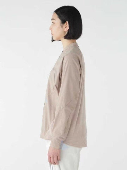 Women's fleece base band collar shirt #beige [5743253027] ｜andwander