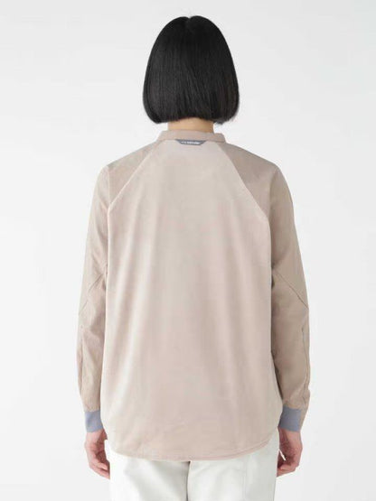 Women's fleece base band collar shirt #beige [5743253027] ｜andwander