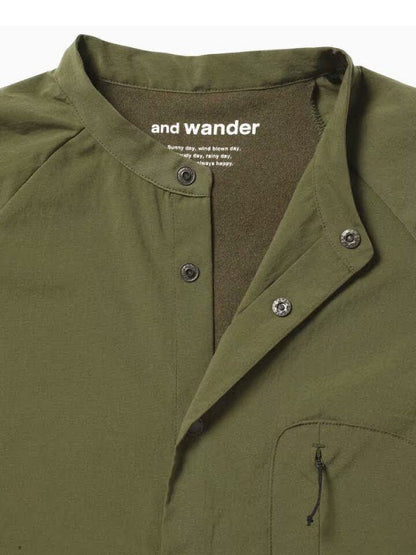 Women's fleece base band collar shirt #khaki [5743253027] ｜andwander