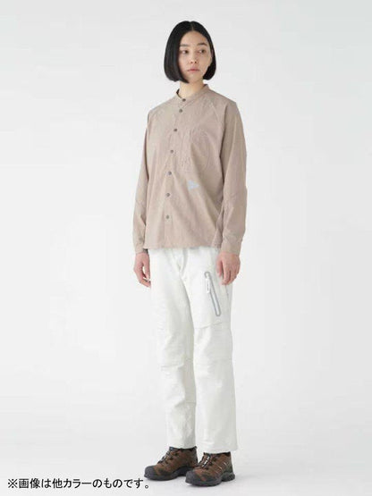 Women's fleece base band collar shirt #khaki [5743253027] ｜andwander