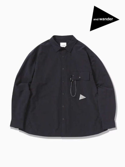 light blue cloth shirt #navy [5743283071] ｜andwander